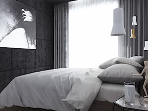 Mieszkanie w czarno - białych tonacjach - Mała czarna sypialnia, styl nowoczesny - zdjęcie od Illa Design