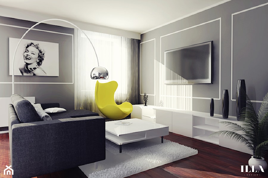 Eleganckie mieszkanie w Krakowie - Średni szary salon - zdjęcie od Illa Design