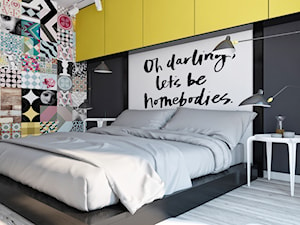"Betonowe" mieszkanie z kolorowymi dodatkami - Sypialnia, styl nowoczesny - zdjęcie od Illa Design