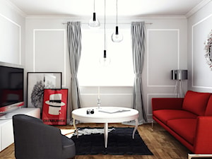 Nowoczesne mieszkanie z duszą artystyczną - Mały szary salon - zdjęcie od Illa Design