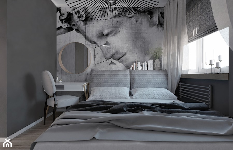Nowa Huta - Mała szara sypialnia, styl nowoczesny - zdjęcie od Illa Design