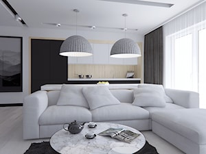 Mieszkanie w stonowanych barwach - Średni biały salon z kuchnią - zdjęcie od Illa Design