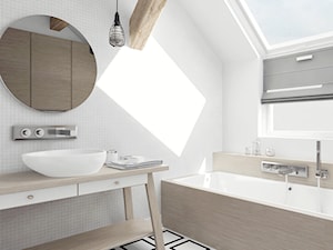 Mieszkanie na poddaszu - Mała na poddaszu łazienka z oknem - zdjęcie od Illa Design