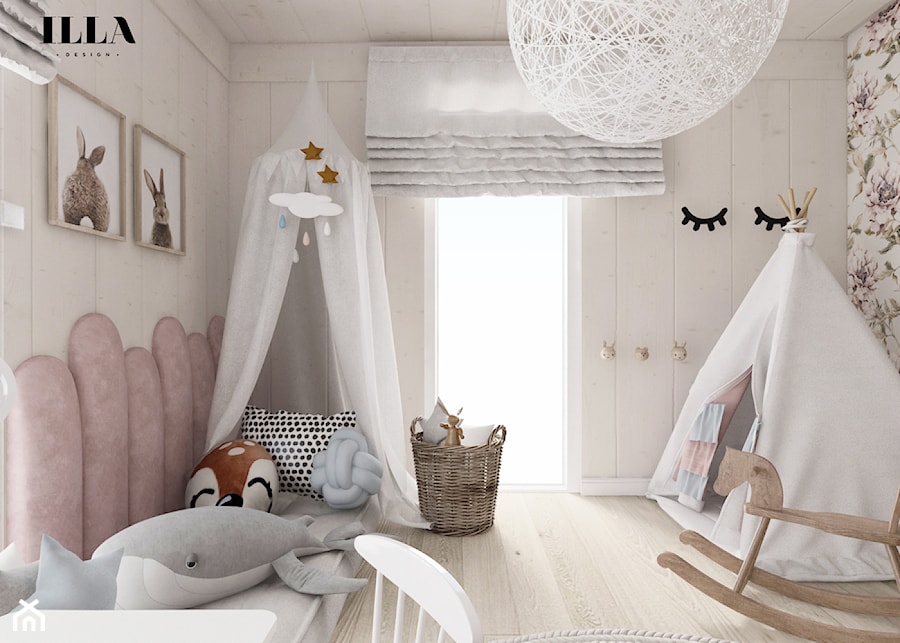 Projekt wnętrz drewnianego domu - Pokój dziecka, styl skandynawski - zdjęcie od Illa Design