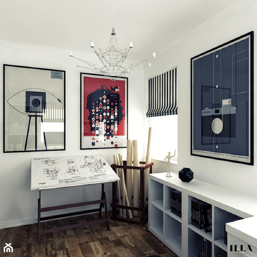 Nowoczesne mieszkanie z duszą artystyczną - Średnie białe biuro - zdjęcie od Illa Design