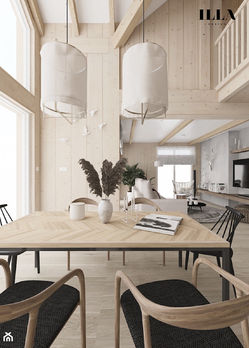 Projekt wnętrz drewnianego domu - Jadalnia, styl prowansalski - zdjęcie od Illa Design