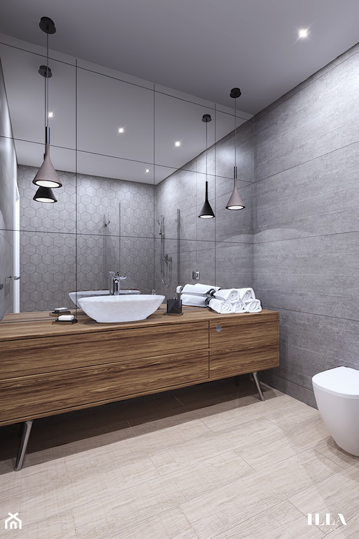 Mieszkanie w czarno - białych tonacjach - Średnia łazienka, styl nowoczesny - zdjęcie od Illa Design - Homebook