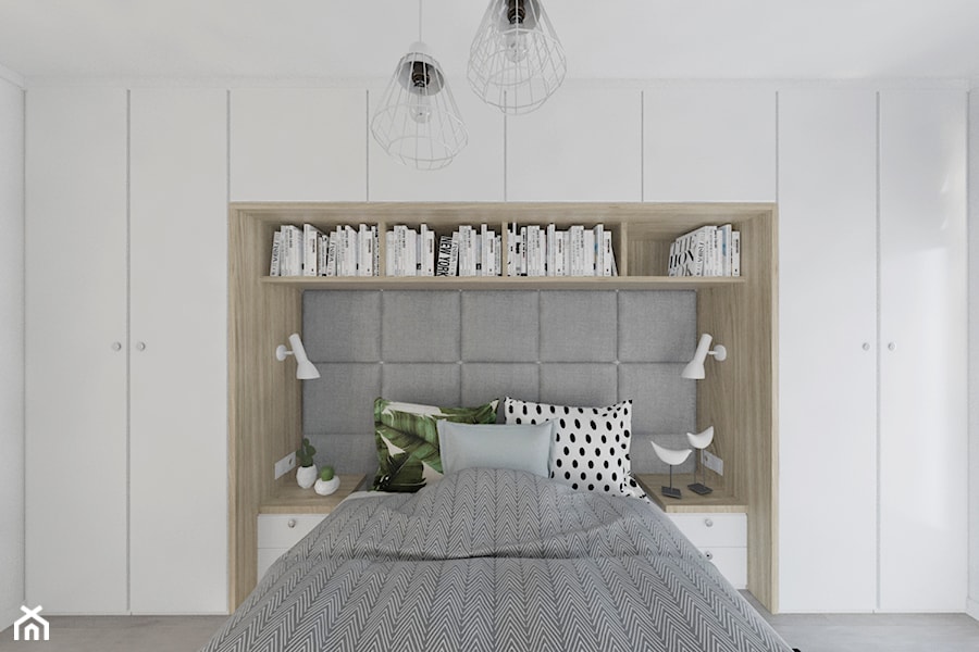 Mieszkanie nowoczesne, beton+drewno - Średnia biała szara sypialnia, styl nowoczesny - zdjęcie od Illa Design