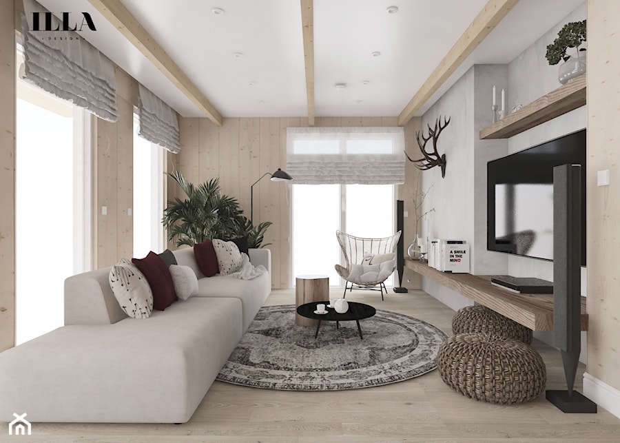 Drewniany dom pod Krakowem - Salon, styl skandynawski - zdjęcie od Illa Design