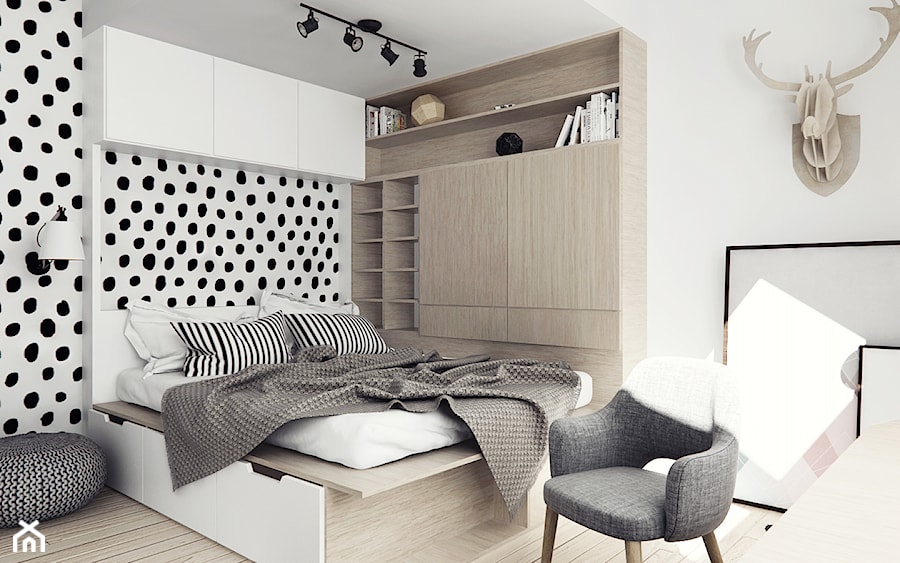 Mieszkanie na poddaszu - Sypialnia, styl skandynawski - zdjęcie od Illa Design