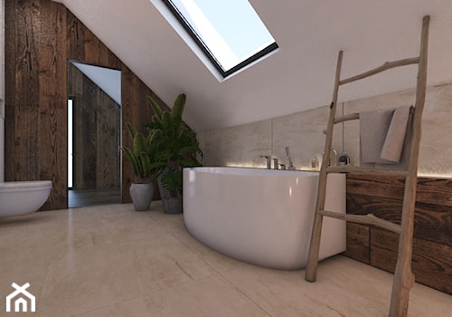 W industrialnym stylu - Średnia na poddaszu łazienka z oknem, styl skandynawski - zdjęcie od Illa Design