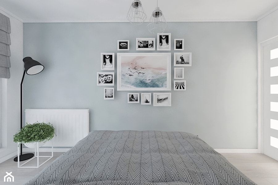 Mieszkanie nowoczesne, beton+drewno - Mała szara sypialnia, styl nowoczesny - zdjęcie od Illa Design