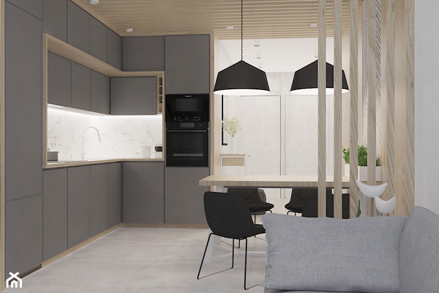 Mieszkanie nowoczesne, beton+drewno - Kuchnia, styl nowoczesny - zdjęcie od Illa Design