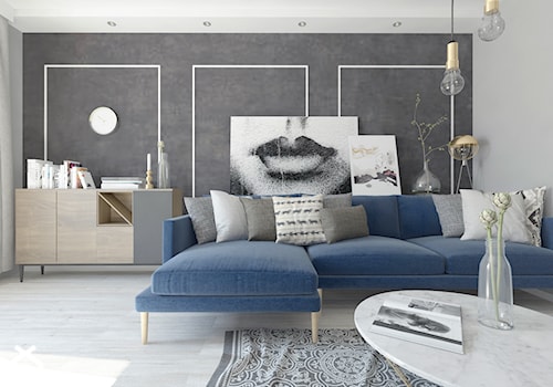 Nowa Huta - Mały biały szary salon, styl nowoczesny - zdjęcie od Illa Design