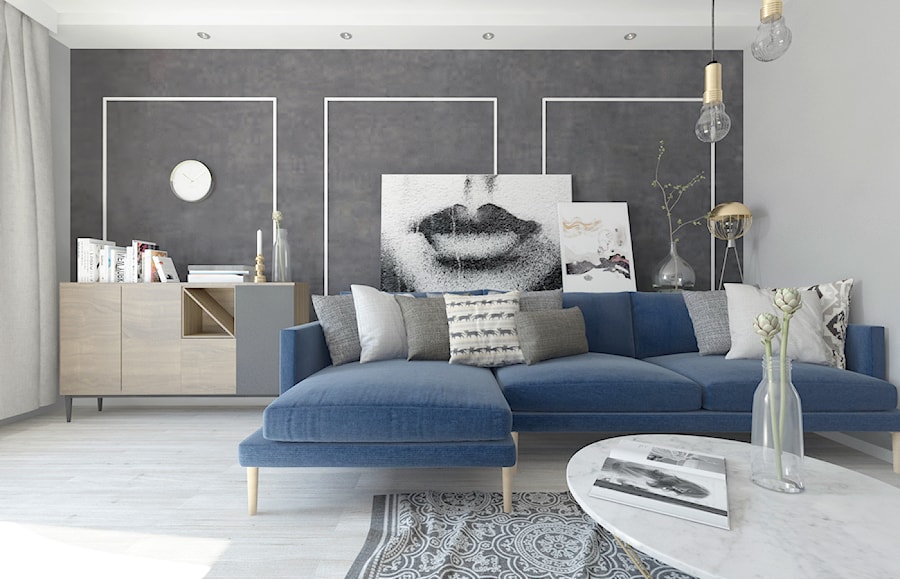 Nowa Huta - Mały biały szary salon, styl nowoczesny - zdjęcie od Illa Design