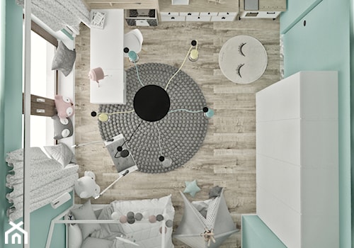 Mieszkanie w skandynawskim stylu - Średni szary niebieski pokój dziecka dla dziecka dla nastolatka dla chłopca dla dziewczynki, styl skandynawski - zdjęcie od Illa Design