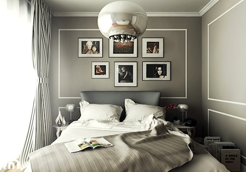 Nowoczesne mieszkanie z duszą artystyczną - Średnia szara sypialnia - zdjęcie od Illa Design