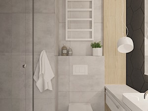 Mieszkanie nowoczesne, beton+drewno - Łazienka, styl skandynawski - zdjęcie od Illa Design