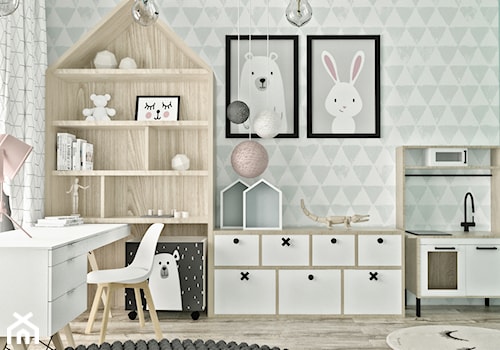 Mieszkanie w skandynawskim stylu - Mały szary zielony pokój dziecka dla dziecka dla chłopca dla dziewczynki, styl skandynawski - zdjęcie od Illa Design