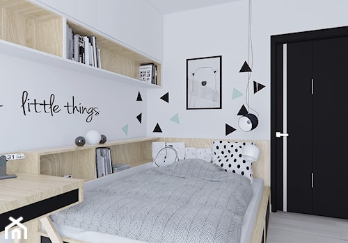Mieszkanie w stonowanych barwach - Średni biały czarny miętowy pokój dziecka dla nastolatka dla chłopca dla dziewczynki - zdjęcie od Illa Design