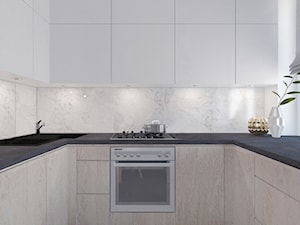Średnia otwarta z zabudowaną lodówką kuchnia w kształcie litery u, styl nowoczesny - zdjęcie od Illa Design