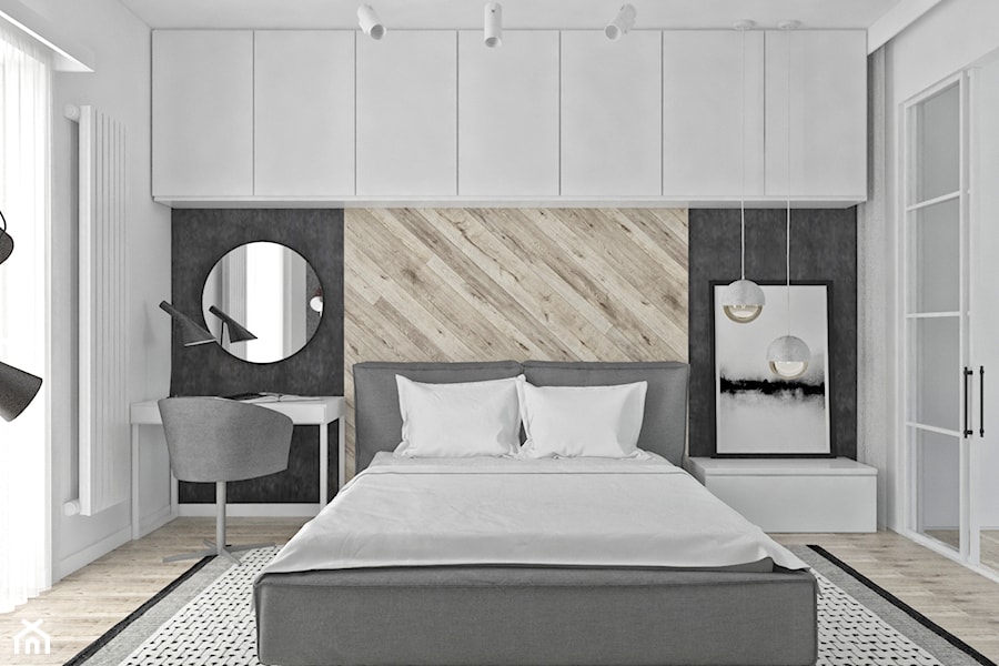 Mieszkanie w skandynawskim stylu - Średnia biała szara sypialnia, styl skandynawski - zdjęcie od Illa Design
