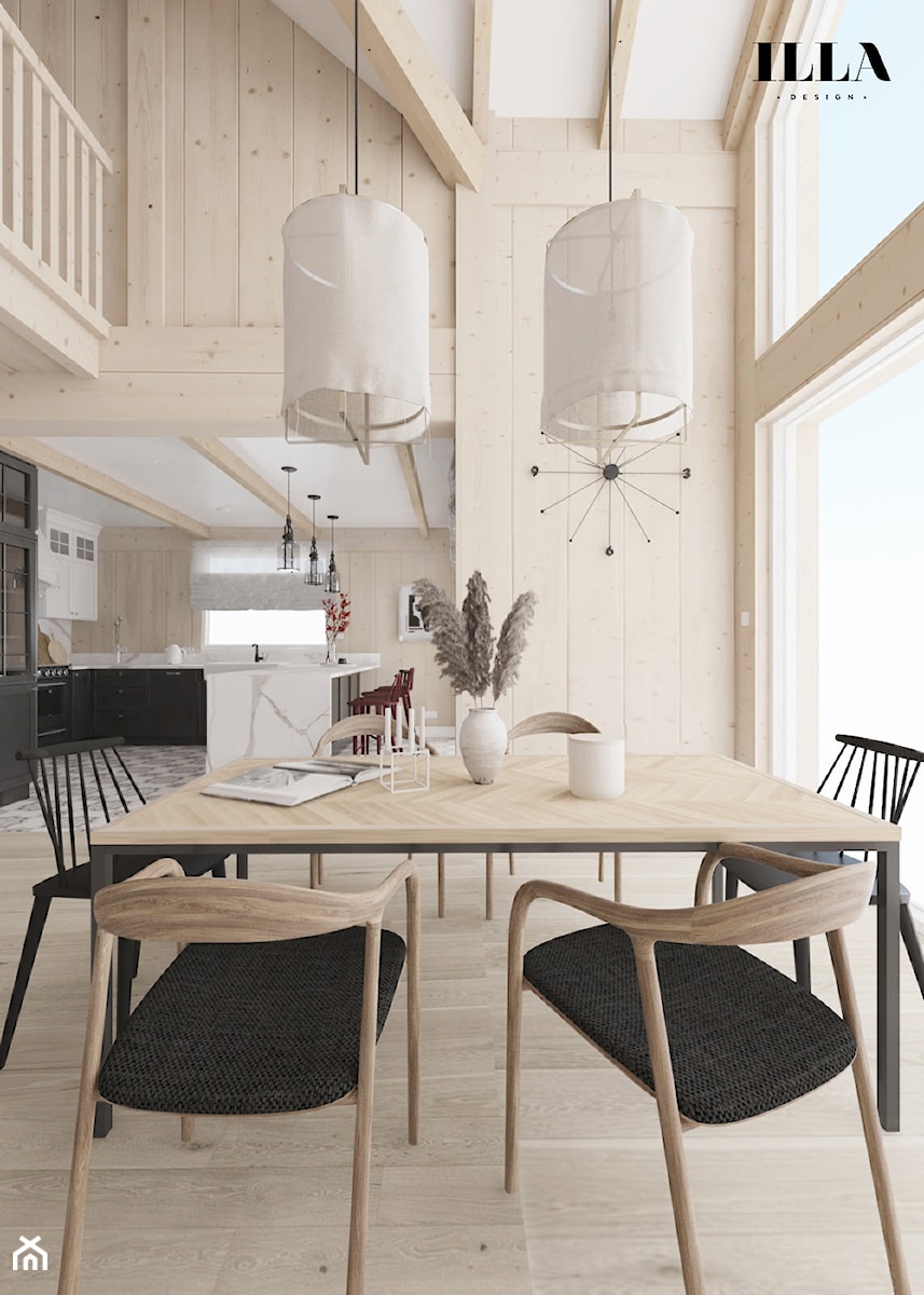 Projekt wnętrz drewnianego domu - Jadalnia, styl rustykalny - zdjęcie od Illa Design