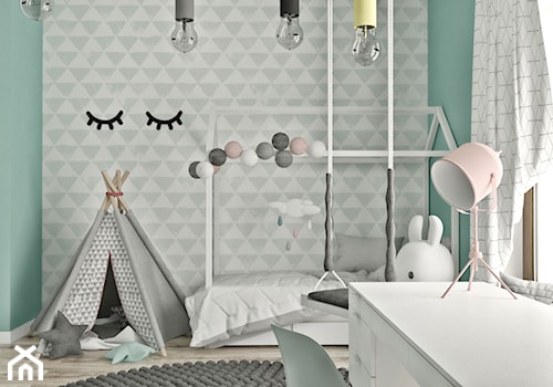Mieszkanie w skandynawskim stylu - Średni szary zielony pokój dziecka dla dziecka dla nastolatka dla chłopca dla dziewczynki, styl skandynawski - zdjęcie od Illa Design