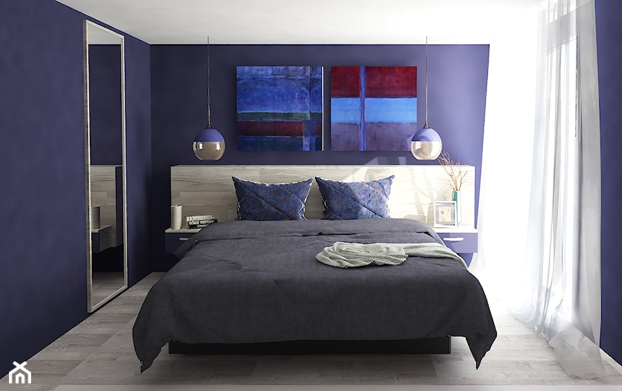 Średnia niebieska sypialnia, styl nowoczesny - zdjęcie od Katarzyna Łagowska