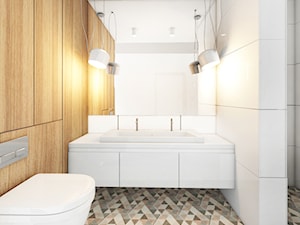 Jodełka Francuska - Średnia z dwoma umywalkami łazienka, styl skandynawski - zdjęcie od Pracownia InSide