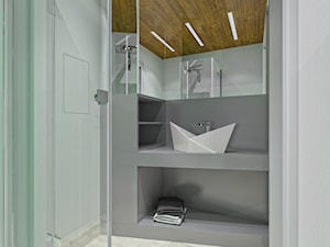 Nowoczesna Boazeria - Mała bez okna z lustrem łazienka, styl nowoczesny - zdjęcie od Pracownia InSide