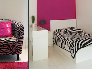 Eksplozja różu i złota - Średnia biała różowa sypialnia, styl glamour - zdjęcie od Pracownia InSide