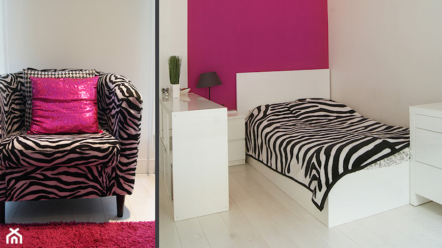 Eksplozja różu i złota - Średnia biała różowa sypialnia, styl glamour - zdjęcie od Pracownia InSide