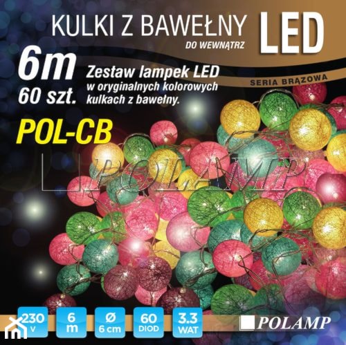 Lampki choinkowe LED - kulki z bawełny. - zdjęcie od 4FunDesign - Homebook