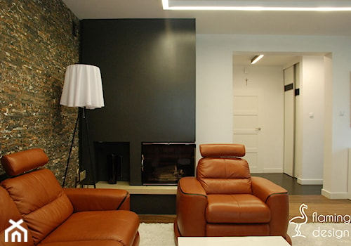 DD House - Średni biały brązowy czarny salon, styl nowoczesny - zdjęcie od Flaming design
