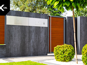 Ogrodzenie z drewnopodobnego aluminium i spieków kwarcowych - zdjęcie od XCEL Ogrodzenia