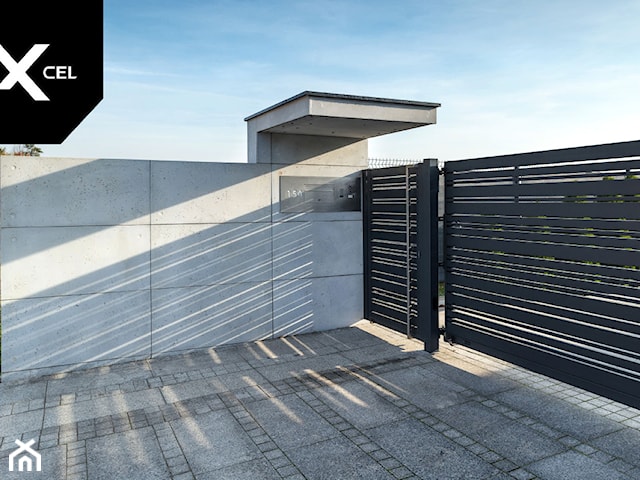 Black Heron. Nowoczesne ogrodzenie z betonu architektonicznego i aluminium