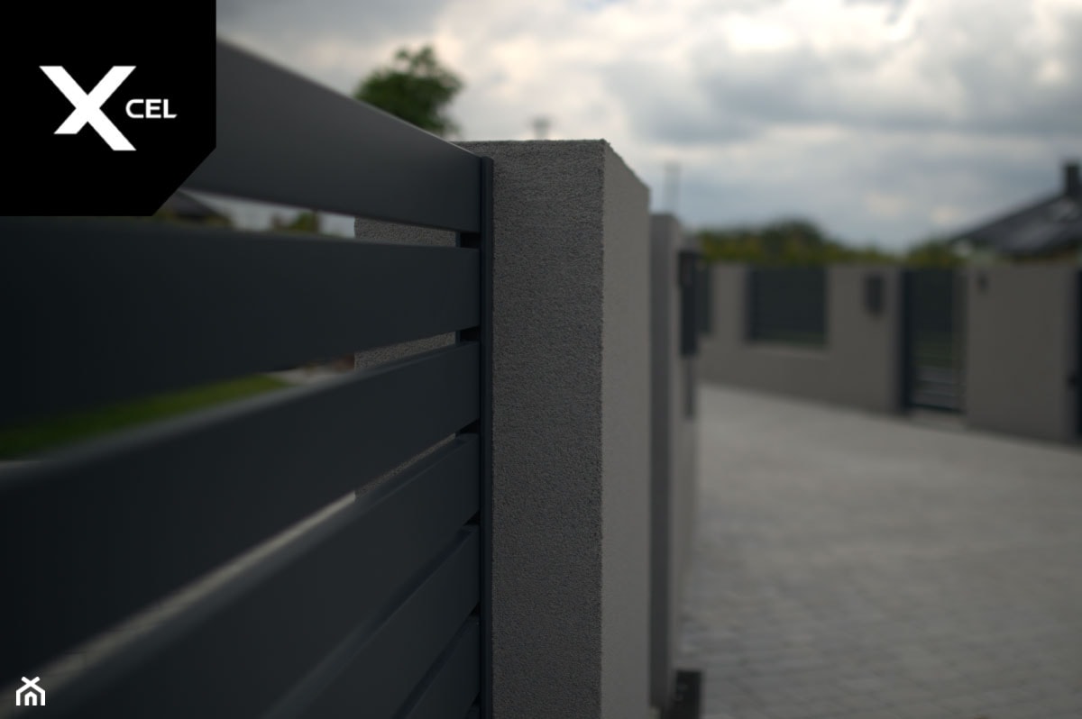 Poziome ogrodzenie aluminiowe w kolorze grafitowym - zdjęcie od XCEL Ogrodzenia - Homebook