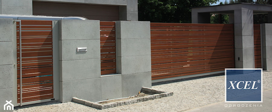 Ogrodzenie Horizon Wood + Beton Architektoniczny Warszawa - zdjęcie od XCEL Ogrodzenia