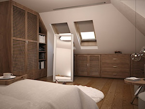 SYPIALNIA NA PODDASZU - Mała beżowa sypialnia na poddaszu, styl tradycyjny - zdjęcie od TAKE [DESIGN]