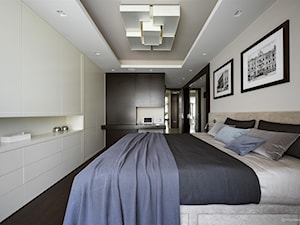 Szczypta luksusu - Średnia szara z biurkiem sypialnia, styl nowoczesny - zdjęcie od HOLA DESIGN
