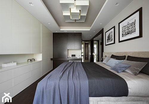 Szczypta luksusu - Średnia szara z biurkiem sypialnia, styl nowoczesny - zdjęcie od HOLA DESIGN