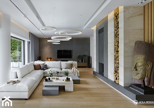 Bliżej świata - Duży biały salon, styl nowoczesny - zdjęcie od HOLA DESIGN