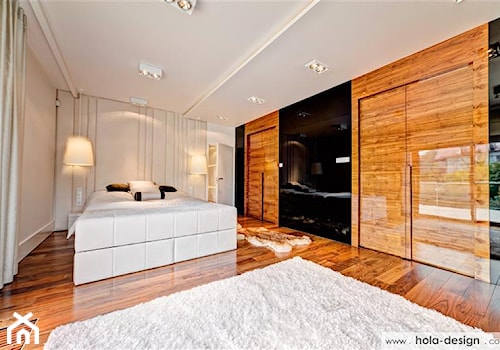 HOLA_11 - Duża beżowa czarna sypialnia, styl nowoczesny - zdjęcie od HOLA DESIGN