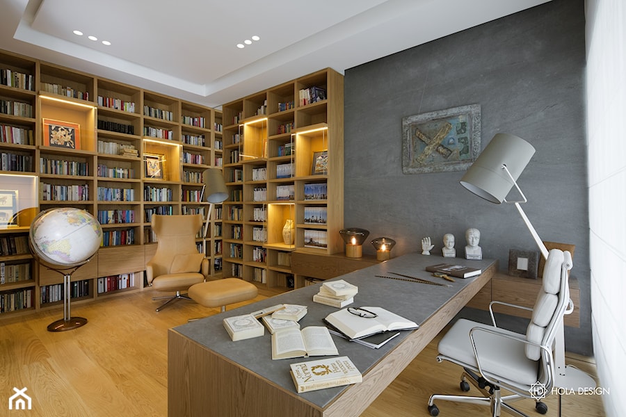 Bliżej świata - Duże szare biuro, styl nowoczesny - zdjęcie od HOLA DESIGN