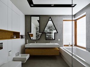 HOLA_25 - Średnia z dwoma umywalkami łazienka z oknem, styl nowoczesny - zdjęcie od HOLA DESIGN