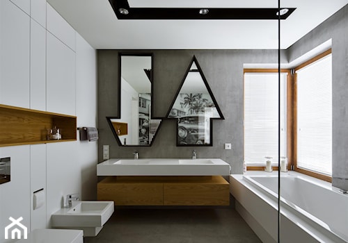HOLA_25 - Średnia z dwoma umywalkami łazienka z oknem, styl nowoczesny - zdjęcie od HOLA DESIGN