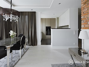 HOLA_22 - Średnia biała brązowa jadalnia w salonie, styl minimalistyczny - zdjęcie od HOLA DESIGN