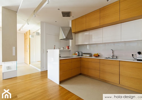 HOLA_21 - Średnia otwarta z salonem biała kuchnia w kształcie litery l, styl nowoczesny - zdjęcie od HOLA DESIGN