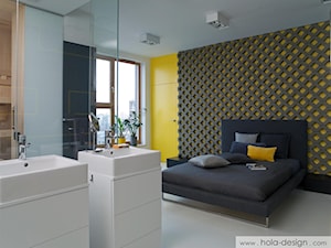 HOLA_16 - Duża żółta sypialnia z łazienką, styl nowoczesny - zdjęcie od HOLA DESIGN
